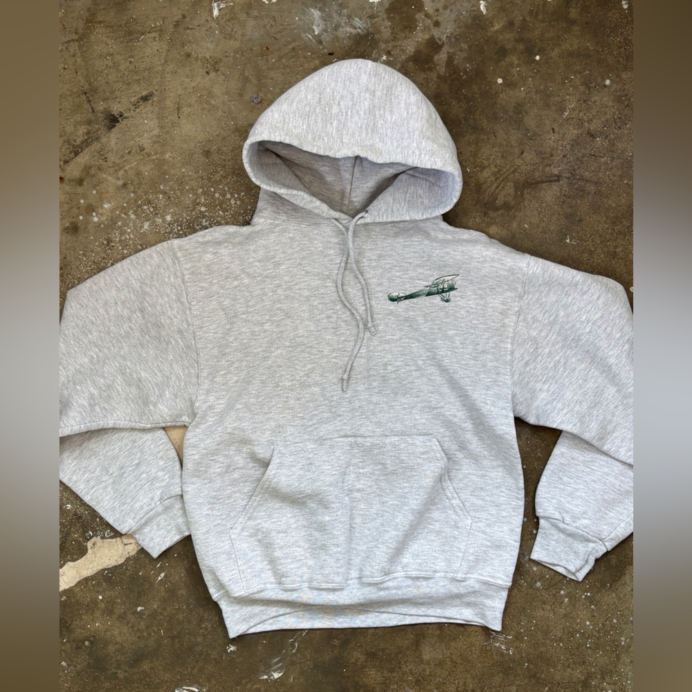 Vintage Jerzees Gray Hoodie Lindbergh Flyers Graphic Sweatshirt Size Small